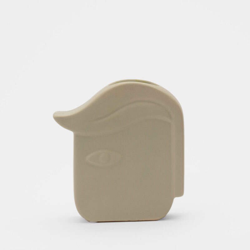FACE DESIGN WHITE CERAMIC DECORATIVE VASE