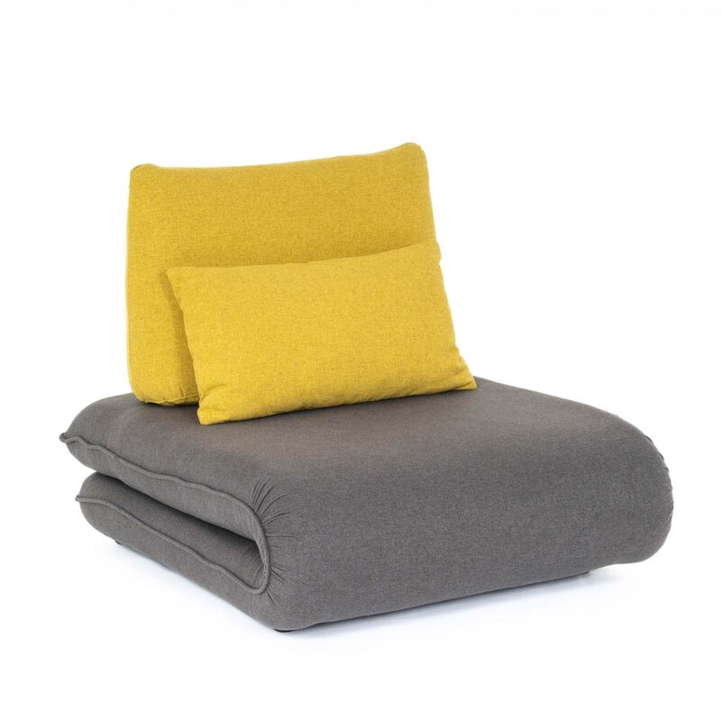 FABRIC FOLD OUT LOUNGER WITH EXTRA CUSHION