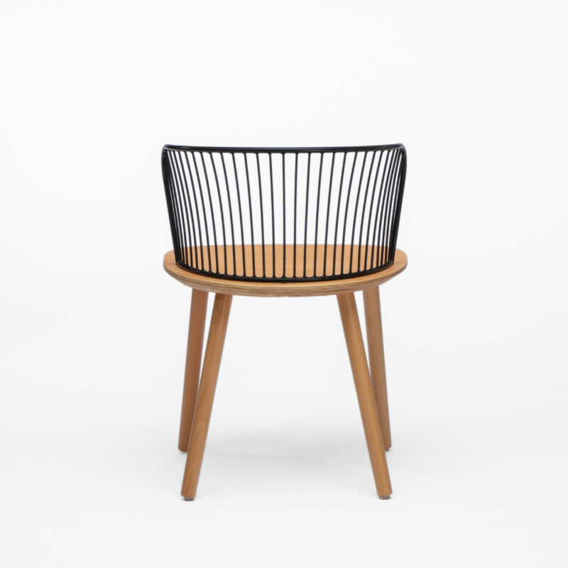 BEECH SEAT AND LEGS WITH METAL BACKREST CHAIR - Image 3