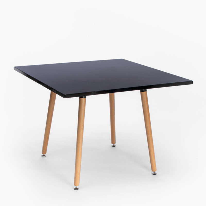 LACQUERED MDF TOP AND BEECH WOOD LEGS SQUARE 4 SEATER DINING TABLE