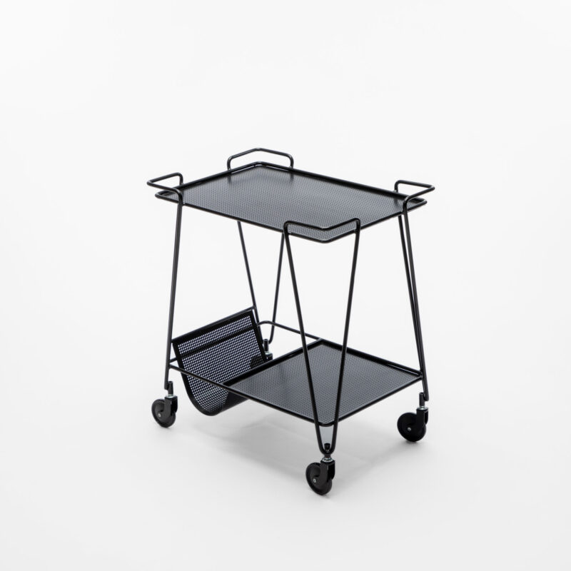 POWDER COATED STEEL 2 TRAYS UTILITY CART MINI BAR