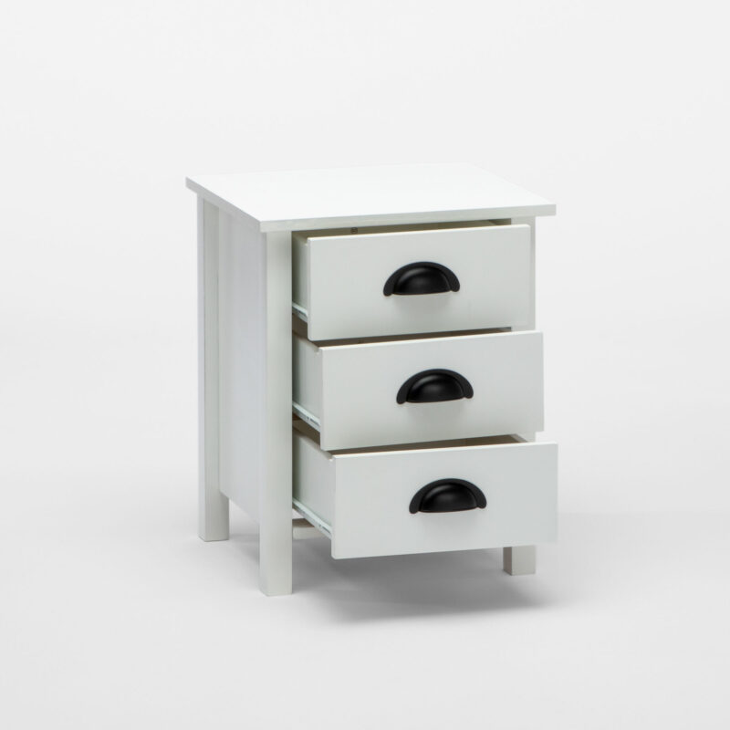 WOOD LACQUERED THREE DRAWERS NIGHTSTAND - Image 2