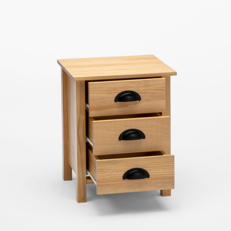 WOOD LACQUERED THREE DRAWERS NIGHTSTAND - Image 3