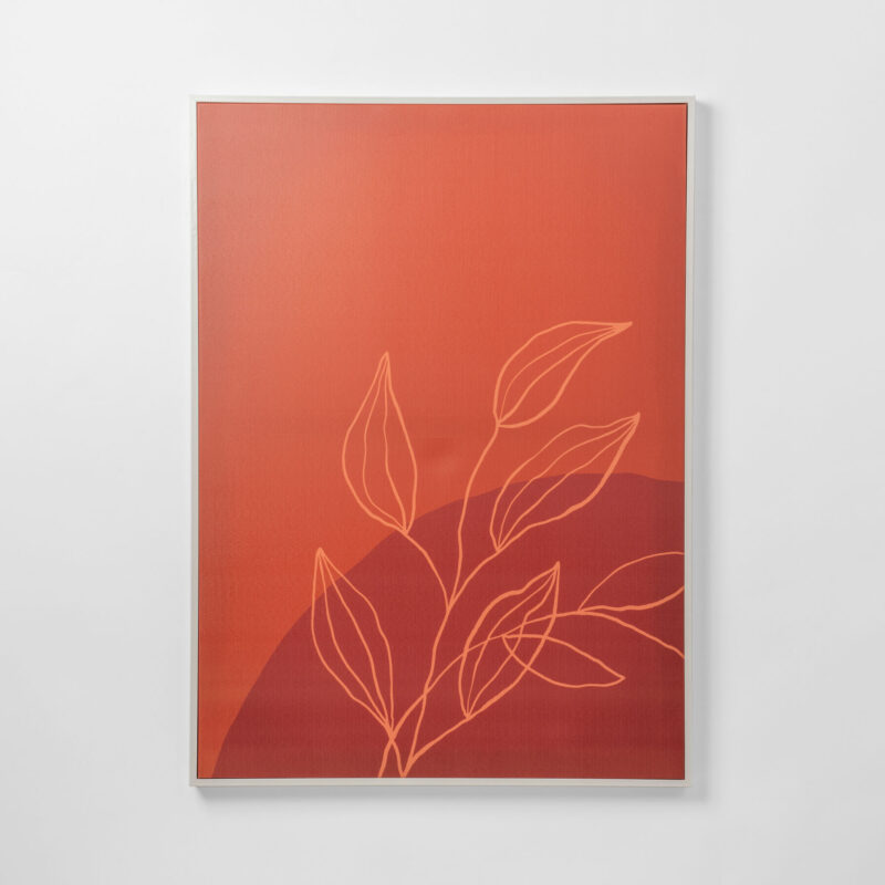 LEAVES AND ABSTRACT SHAPES FRAMED CANVAS