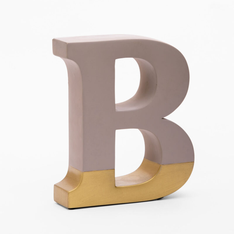 DECORATIVE GRAY AND GOLDEN CONCRETE LETTER B