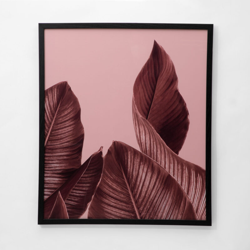RED TONES LEAVES GLASS FRAMED PRINTED PAPER