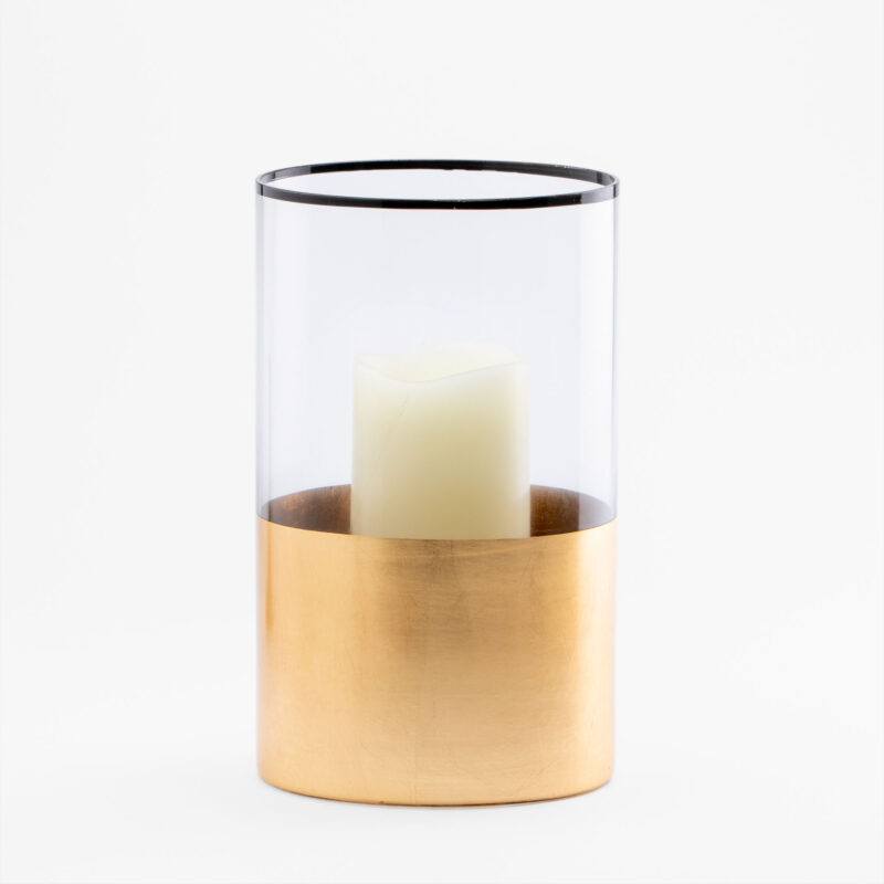 CLEAR AND GOLD LARGE GLASS CANDLE HOLDER - Image 5