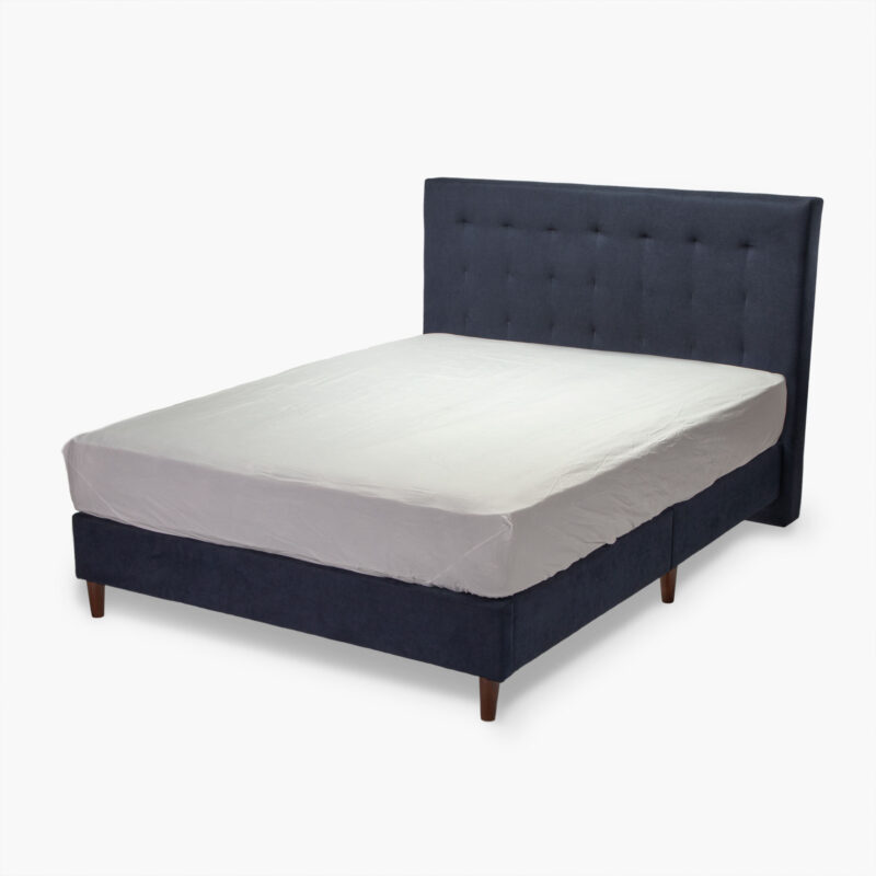 UPHOLSTERED KING SIZE BED WITH WOODEN LEGS