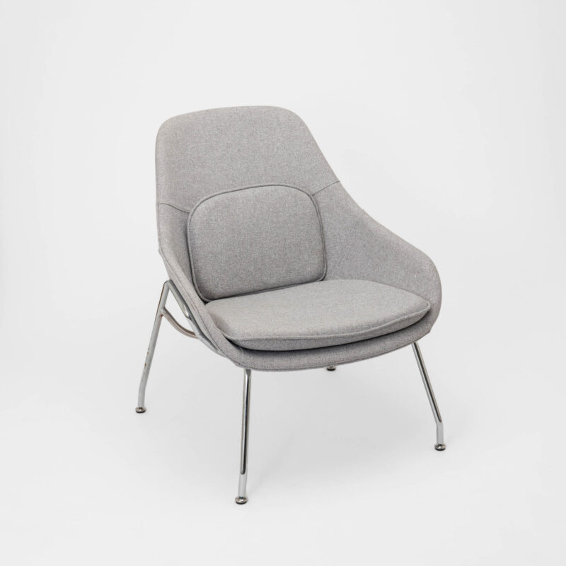 FABRIC UPHOLSTERED ARMCHAIR WITH CHROME LEGS AND EXTRA CUSHION