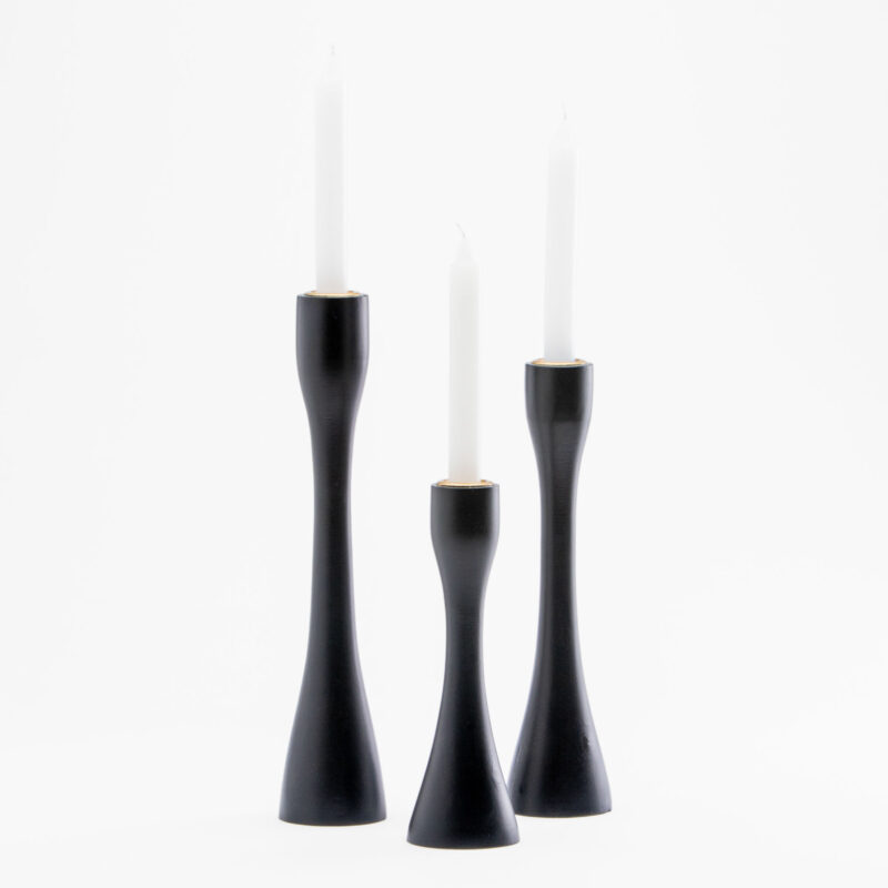 SET OF 3 WOODEN CANDLE HOLDERS - Image 3