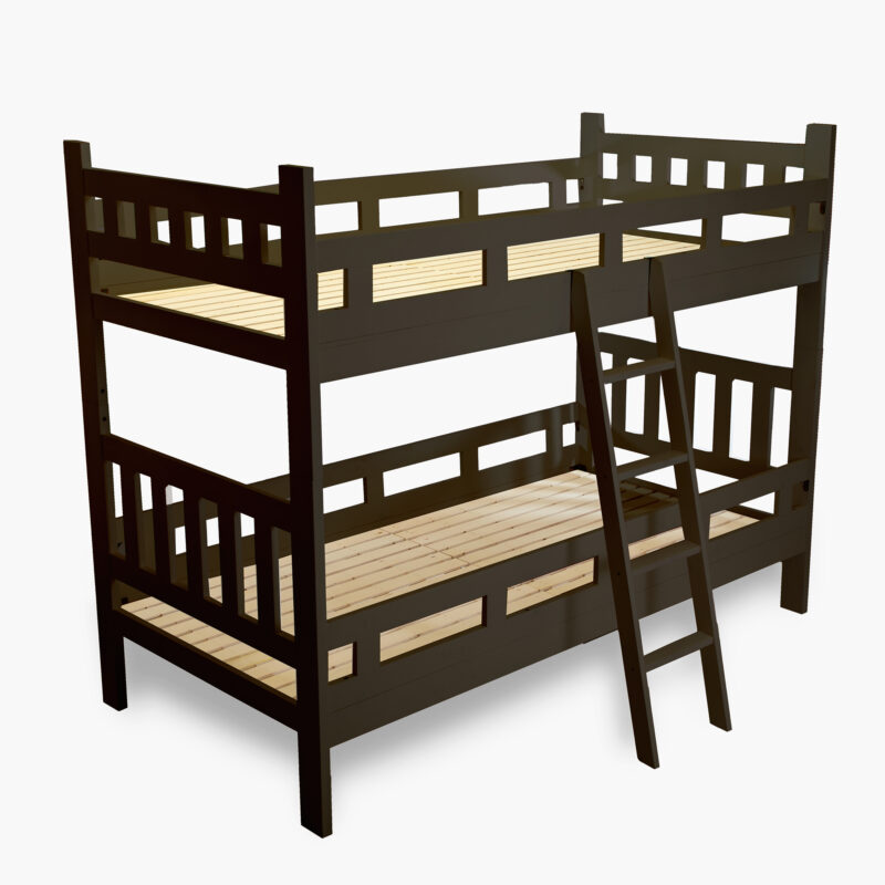 WHITE WOOD BUNK BED WITH LADDER