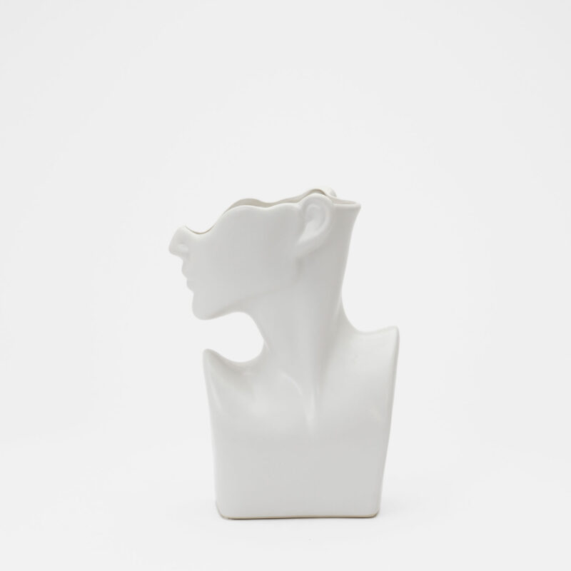 WHITE CERAMIC DECORATIVE VASE