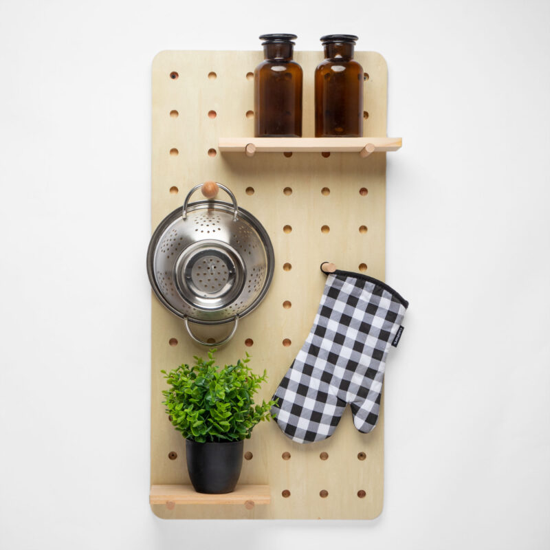 RECTANGULAR WOODEN PEGBOARD WITH STICKS AND SHELVES - Image 3