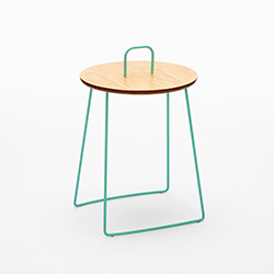 PINE VENEER MDF TOP AND METAL LEGS SIDE TABLE