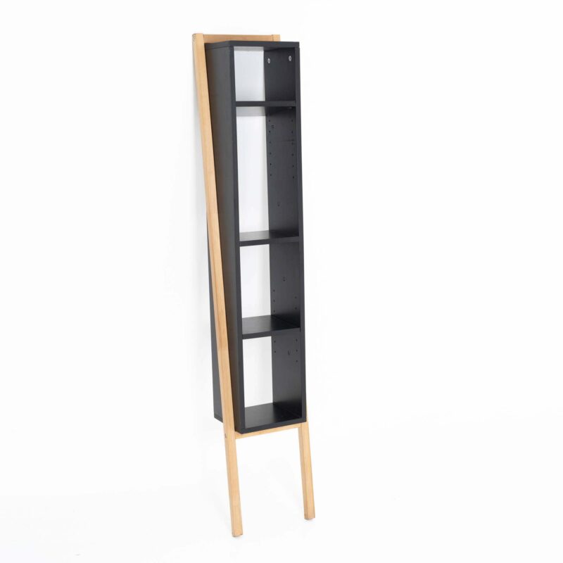 BLACK MDF WITH WOODEN FRAME BOOKCASE