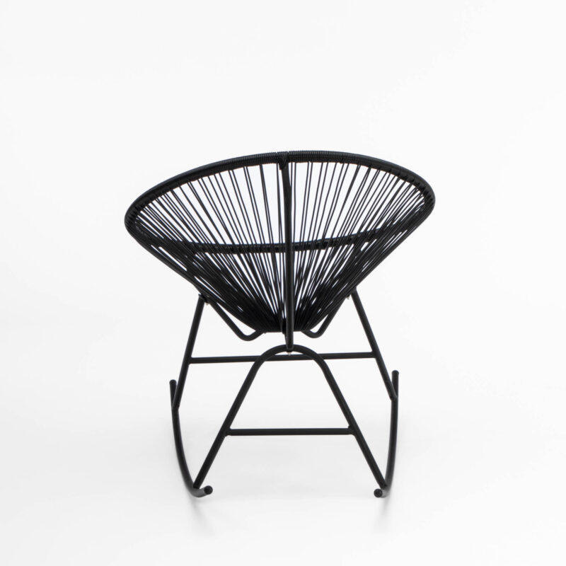 ACAPULCO STYLE ROCKING CHAIR, BLACK METAL FRAME WITH WOVEN SEAT - Image 7