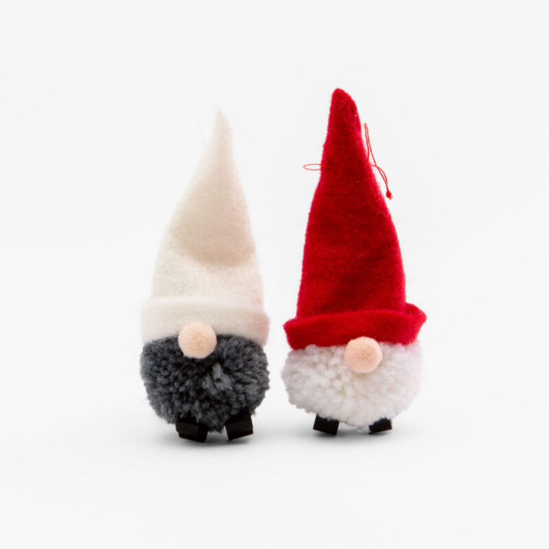 SET OF 2 POM-POM GNOMES CHRISTMAS TREE HANGING DECORATION