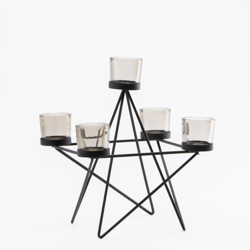 BLACK METAL 5 CANDLES CANDELABRUM