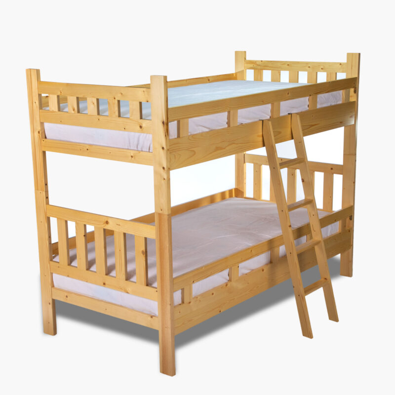 WHITE WOOD BUNK BED WITH LADDER - Image 4