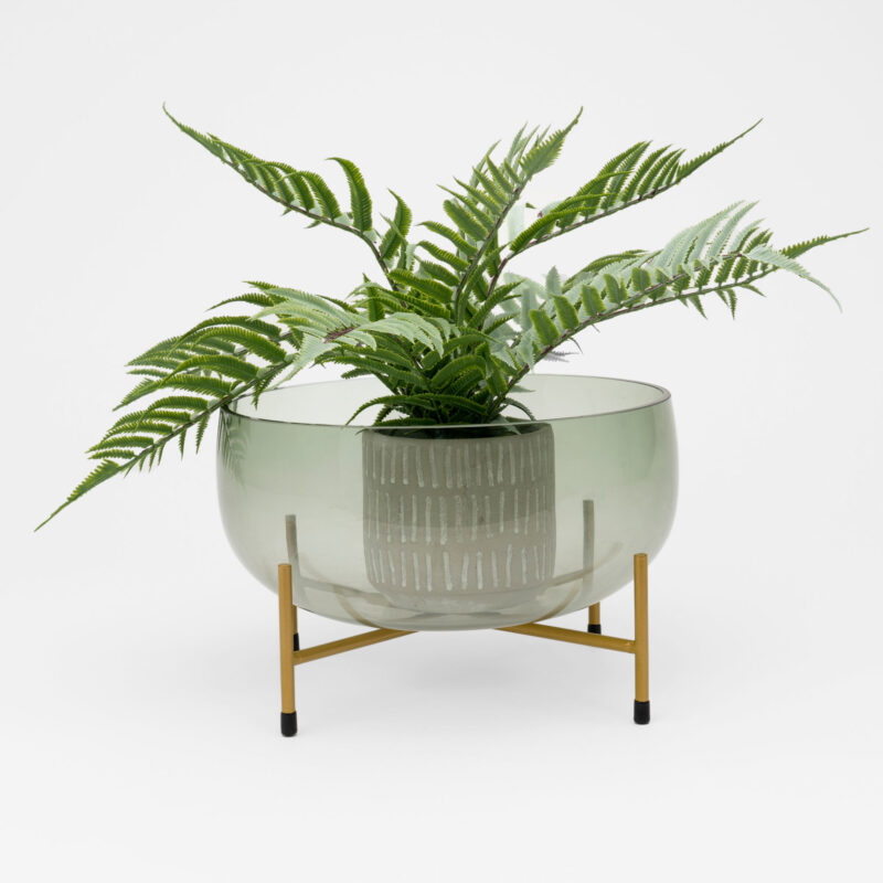 GLASS DECORATIVE VASE WITH GOLDEN METAL BASE - Image 2