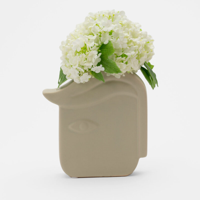 FACE DESIGN WHITE CERAMIC DECORATIVE VASE - Image 2