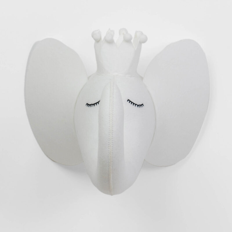 PRINCESS ELEPHANT FAUX TAXIDERMY ANIMAL HEAD WALL ART