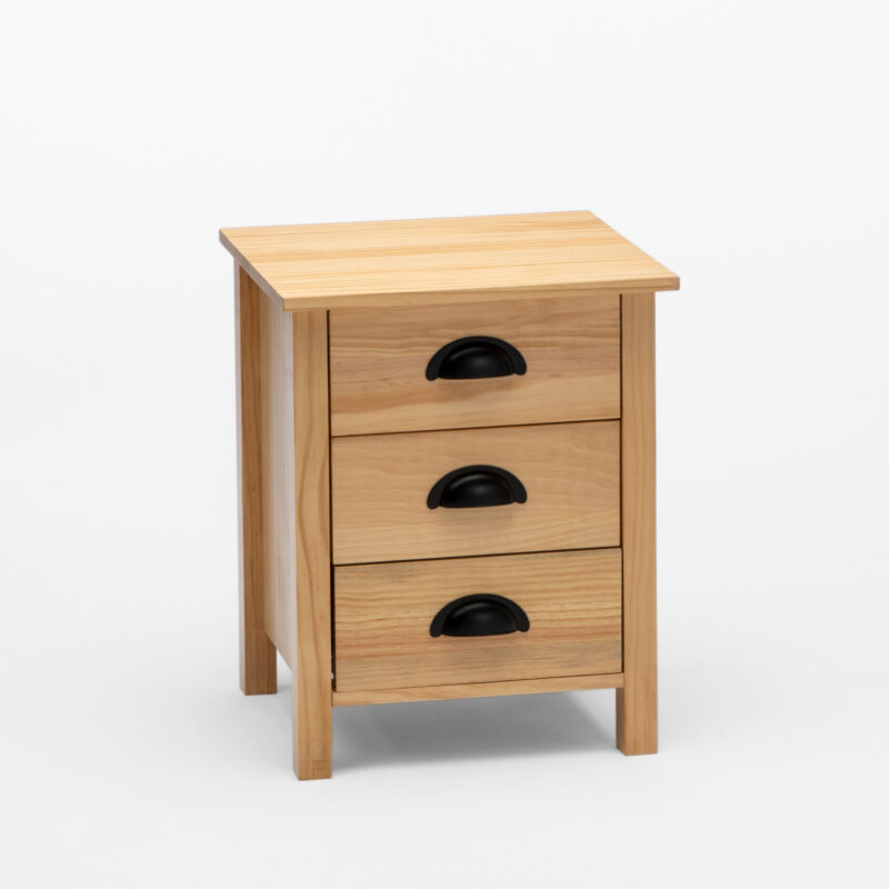 WOOD LACQUERED THREE DRAWERS NIGHTSTAND