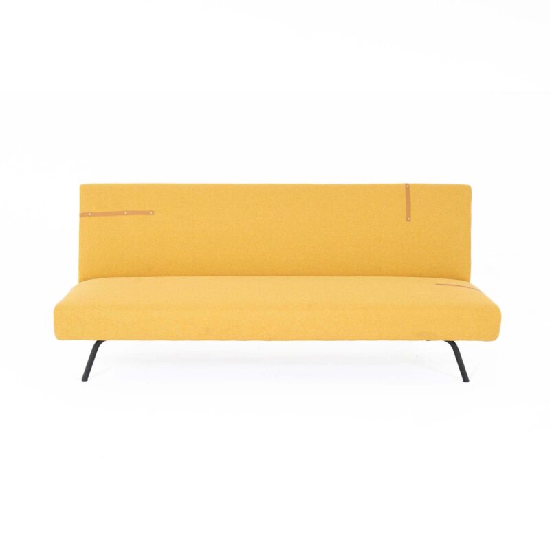 FABRIC SLEEPER SOFA WITH LEATHER DETAILS AND METAL LEGS - Image 2