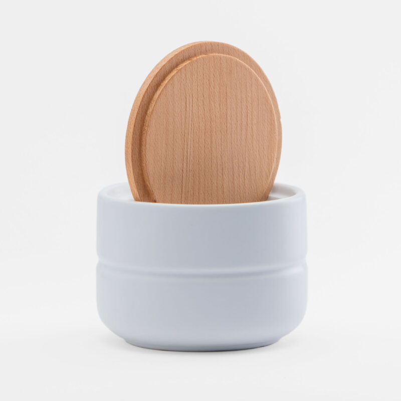 MEDIUM CERAMIC JAR WITH WOOD LID - Image 4