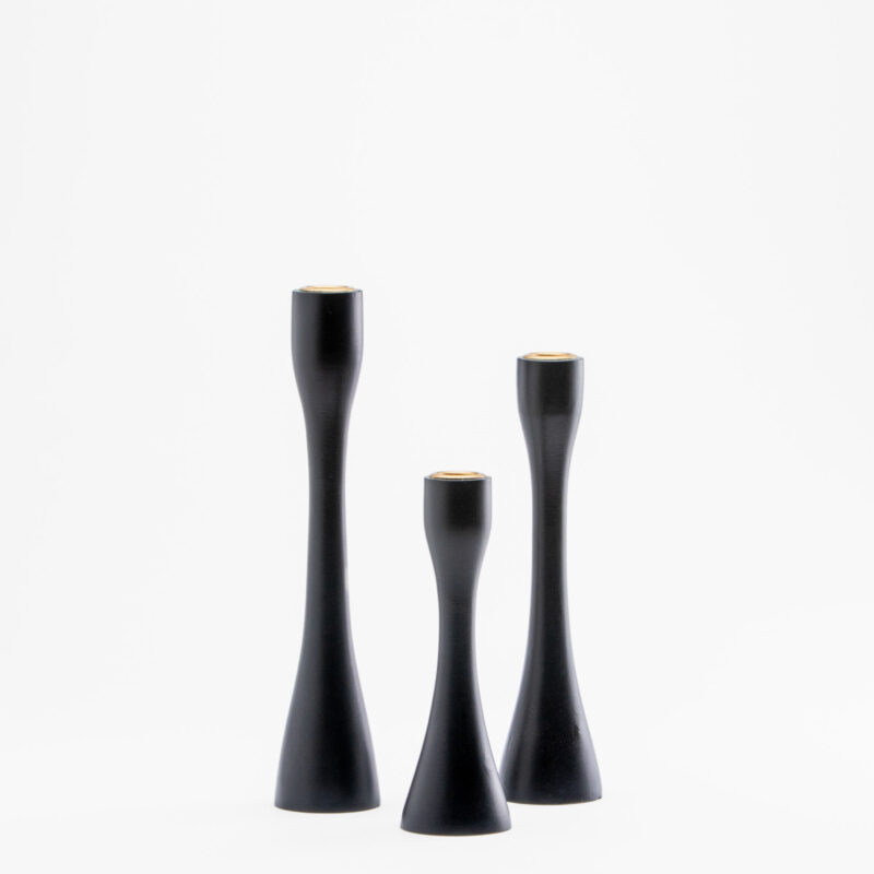 SET OF 3 WOODEN CANDLE HOLDERS