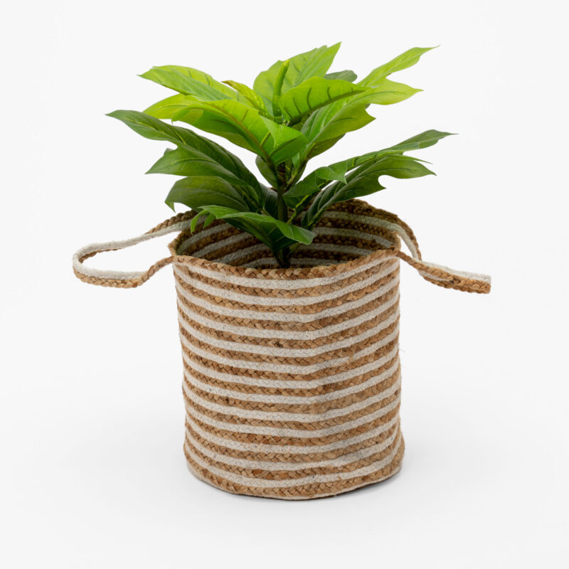 ROUND BRAIDED BASKET WITH HANDLES - Image 2
