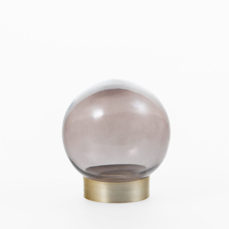GRAY GLASS SPHERE BALL VASE WITH STAND