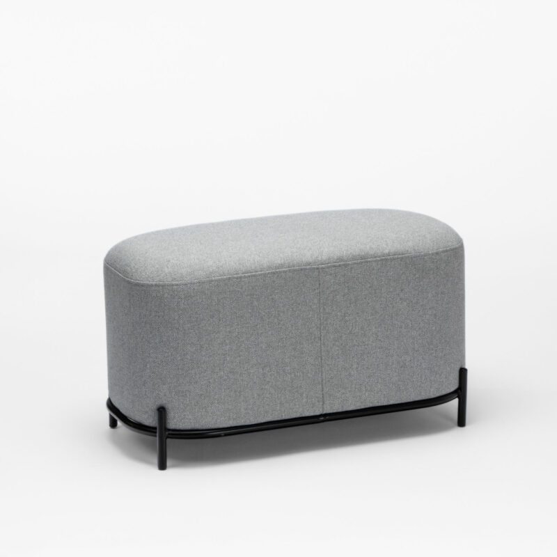 FABRIC UPHOLSTERED OTTOMAN WITH METAL LEGS