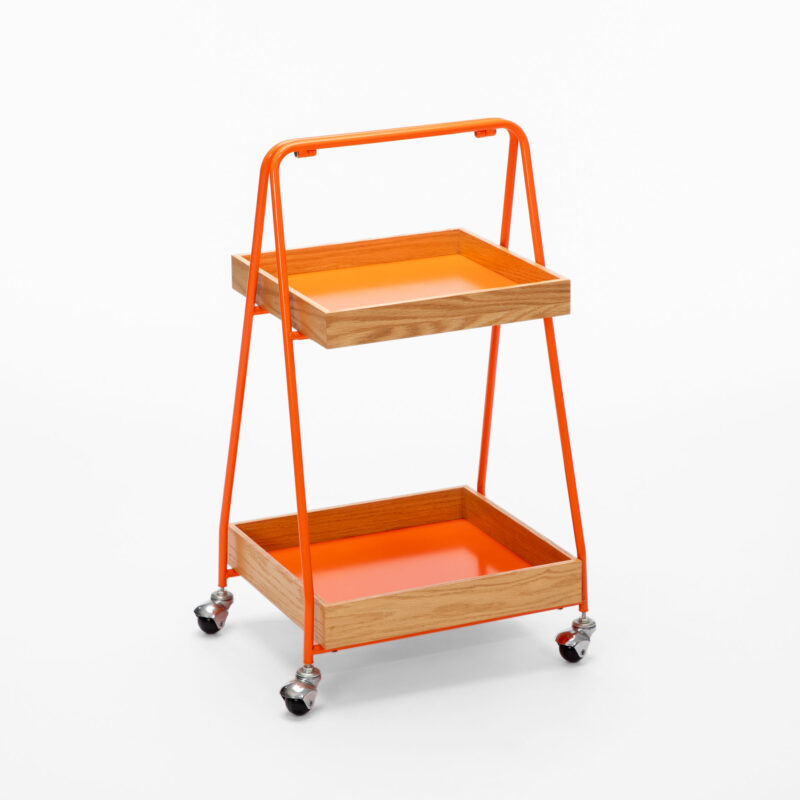 METAL FRAME UTILITY CART WITH 2 MDF TRAYS