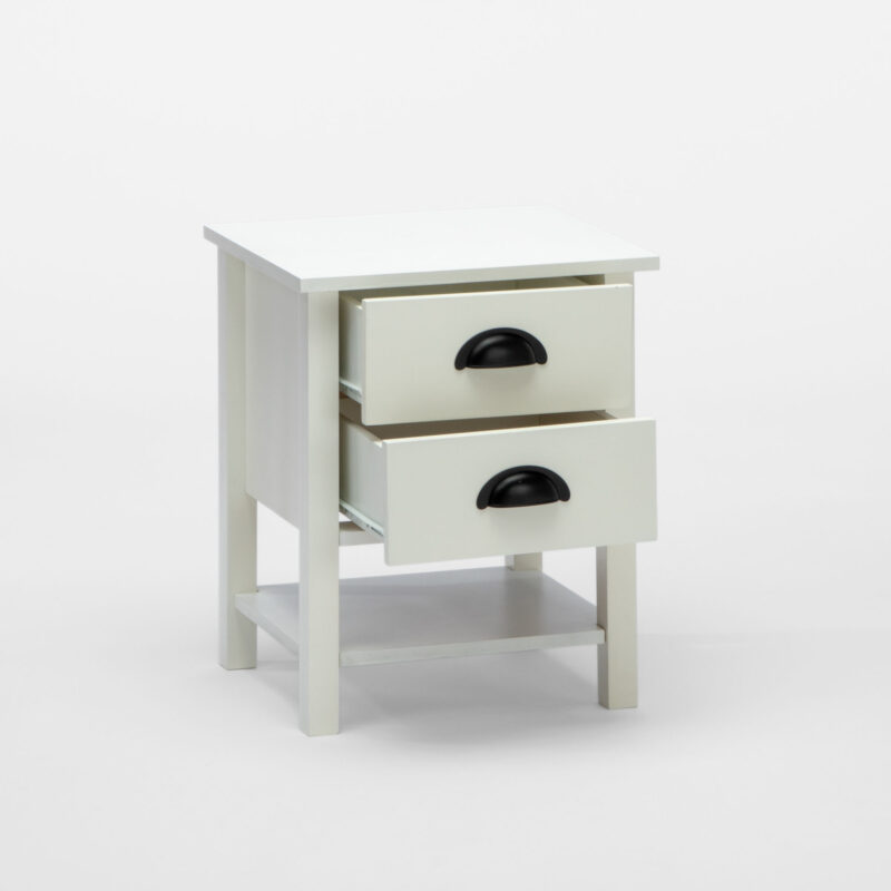 WOOD LACQUERED TWO DRAWERS AND ONE SHELF NIGHTSTAND - Image 3