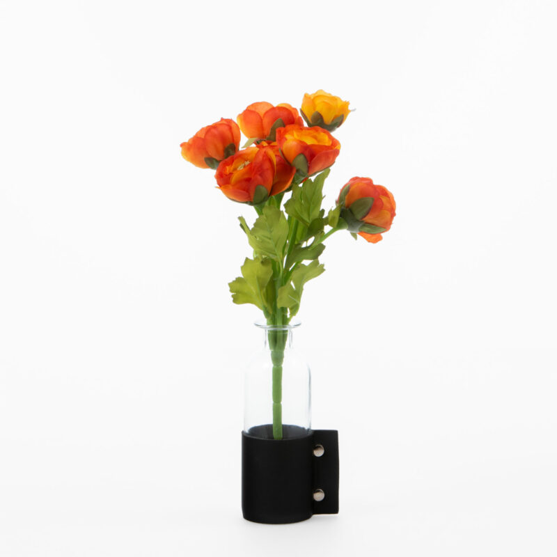 MEDIUM GLASS VASE WITH BLACK LEATHER - Image 2