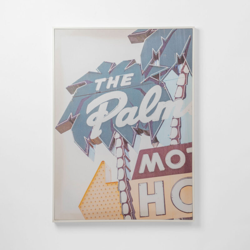 THE PALMS RETRO HOTEL SIGN FRAMED CANVAS