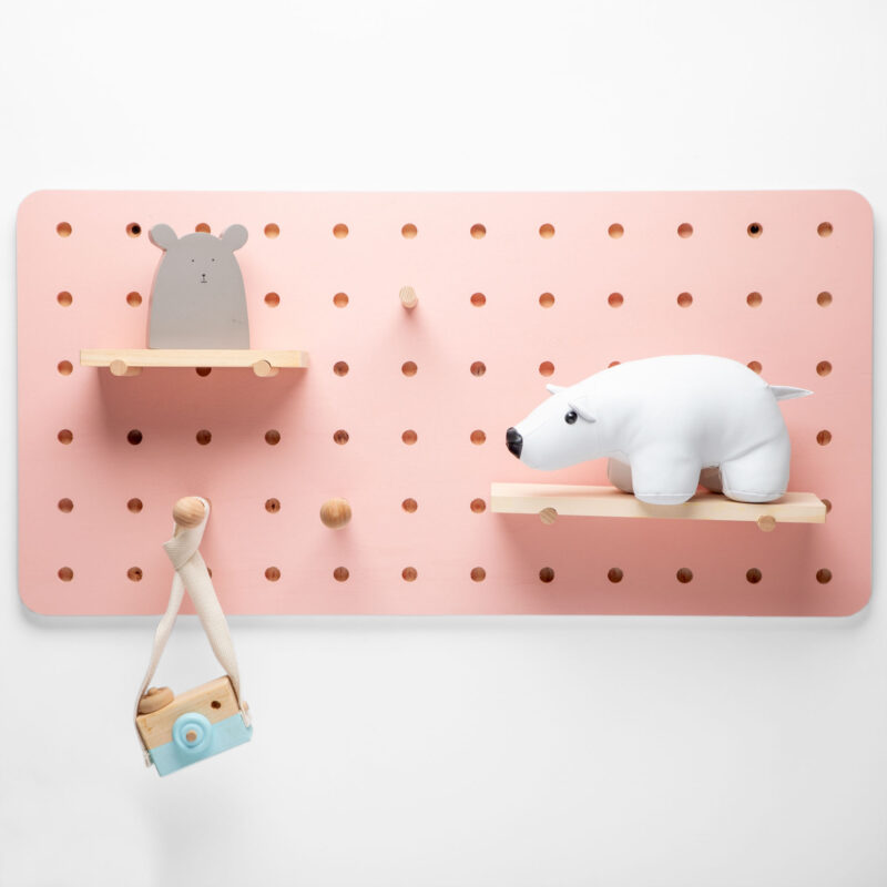 RECTANGULAR WOODEN PEGBOARD WITH STICKS AND SHELVES - Image 2