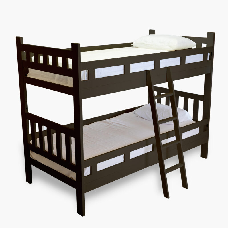 WHITE WOOD BUNK BED WITH LADDER - Image 2