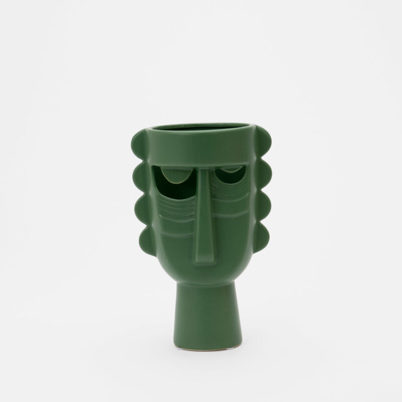 MODERN AFRICAN MASK CERAMIC DECORATIVE VASE