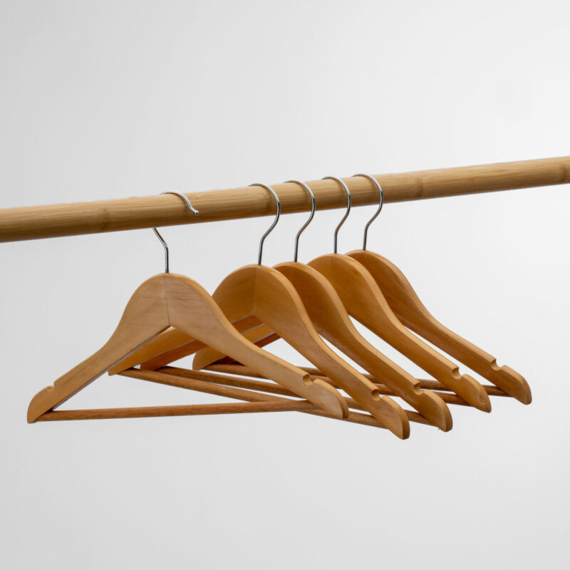 SET OF 5 CLOTHES WOODEN HANGERS