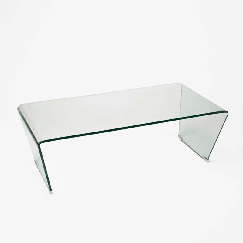 BENT TEMPEREDRED GLASS COFFEE TABLE