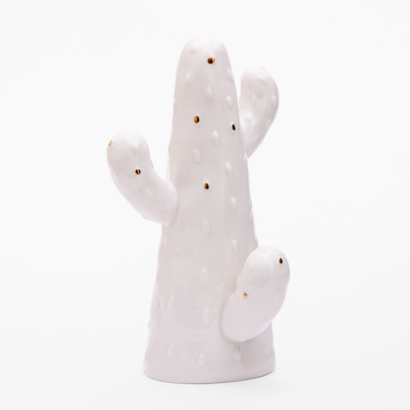 WHITE CERAMIC CACTUS