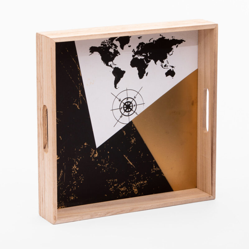 WOODEN TRAY WORLD MAP DESIGN