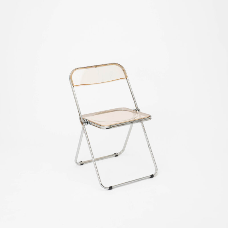 FOLDABLE TRANSPARENT-AMBER ACRYLIC CHAIR WITH CHROME LEGS
