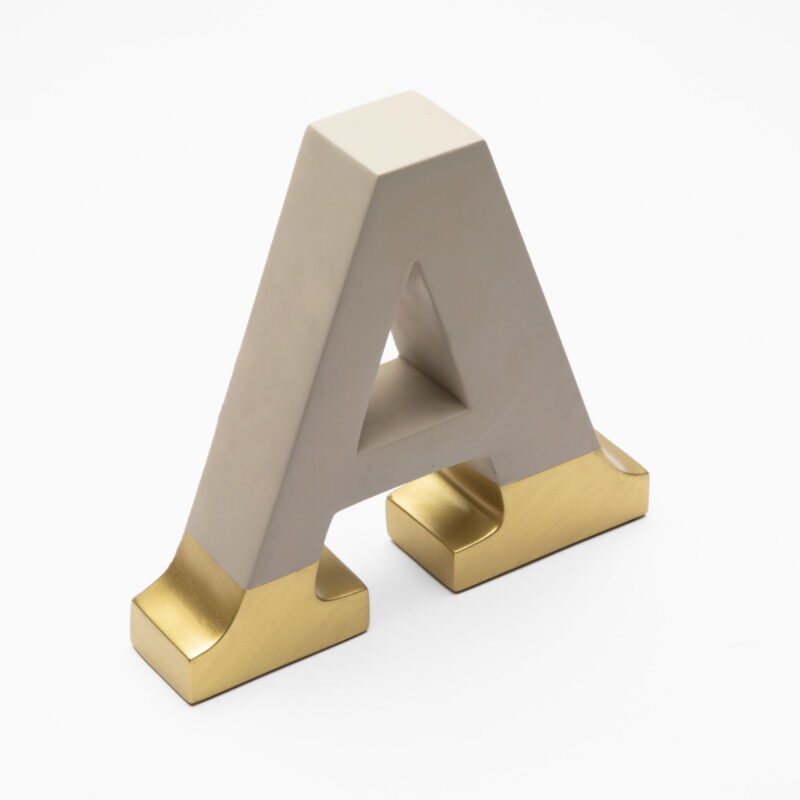 DECORATIVE GRAY AND GOLDEN CONCRETE LETTER A