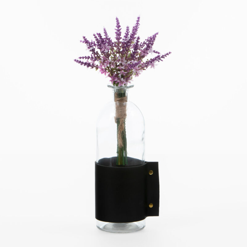 MEDIUM GLASS VASE WITH BLACK LEATHER - Image 2