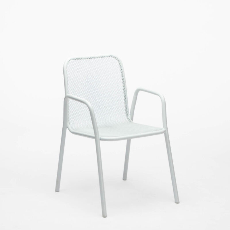 METAL FRAME ARMCHAIR WITH METAL MESH SEAT AND BACK REST