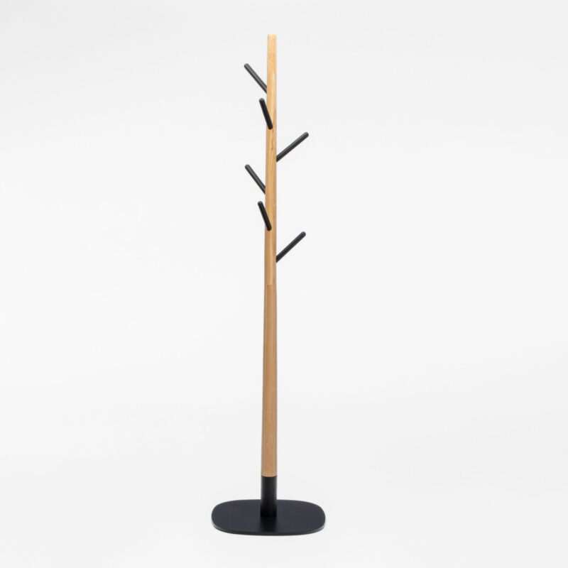 ASH WOOD CLOTHES RACK WITH METAL BASE TREE DESIGN
