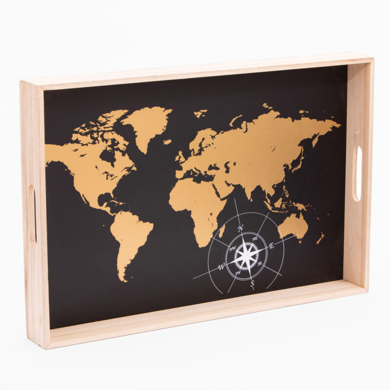WOODEN TRAY WORLD MAP DESIGN